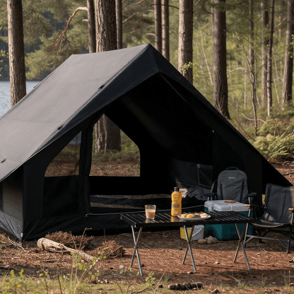 Tente gonflable A-frame noire – 6,3 m², fenêtre de toit