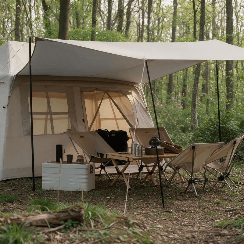 Tente gonflable A-frame 2 places – 5,7 m² avec grand auvent