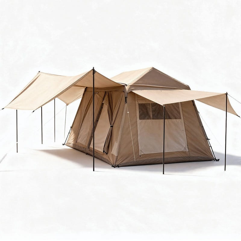Tente gonflable chalet beige 4 places – 7 m², fenêtre de toit