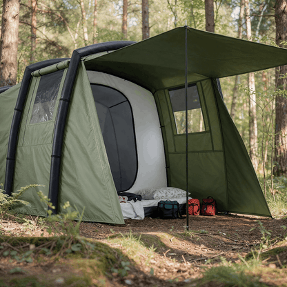 Tente gonflable tunnel kaki 2 places – 12 m² au total