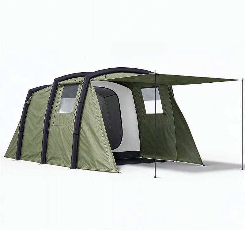 Tente gonflable tunnel kaki 2 places – 12 m² au total