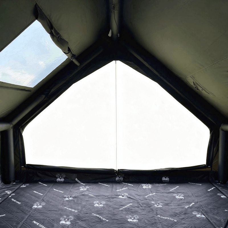 Tente gonflable A-frame noire – 6,3 m², fenêtre de toit