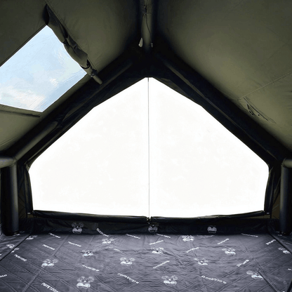 Tente gonflable A-frame noire – 6,3 m², fenêtre de toit