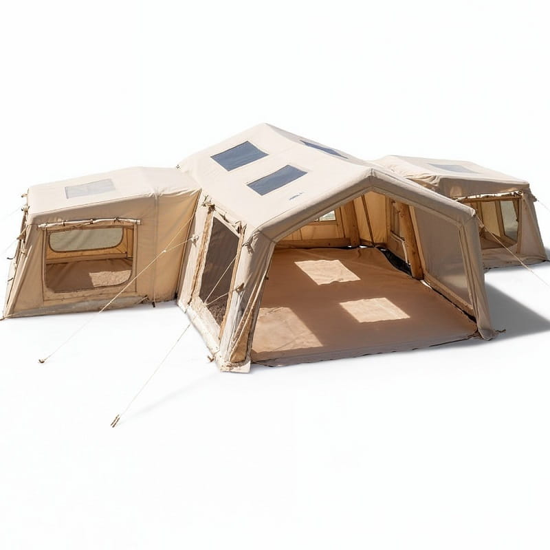 Tente gonflable 3 chambres XXL, vue extérieure