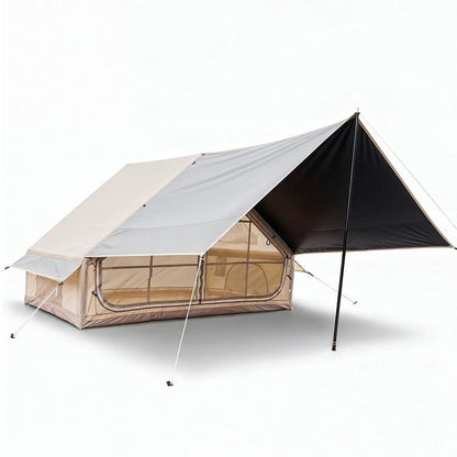 Tente gonflable A-frame 3 places beige, vue latérale